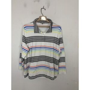 Talbots Womens Shirt 3X UPF 50+ Rainbow Beachy Retro Preppy Coastal Travel